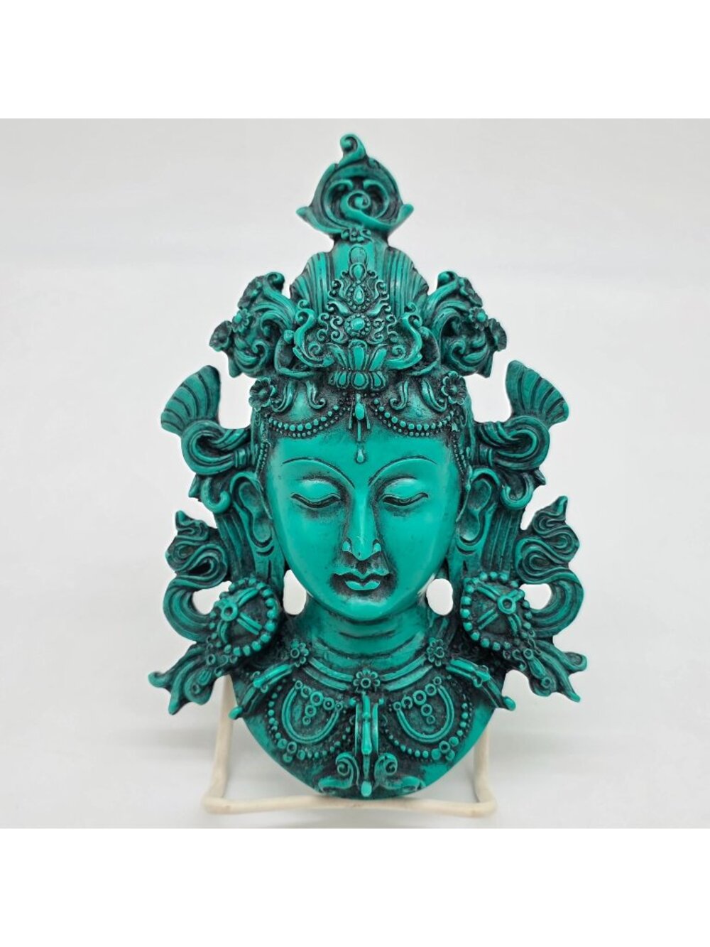 Buddha Deity Tara Head Wall Hanging Decor Art From Nepal Turquoise